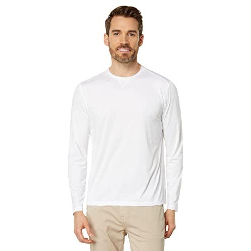 Johnnie-O Runner Long Sleeve Performance T-Shirt (White) Men's Clothing, Size: L